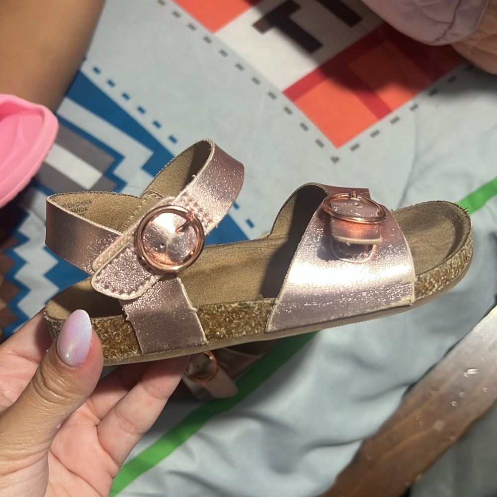 Rose gold old navy faux-leather buckled strap sandal